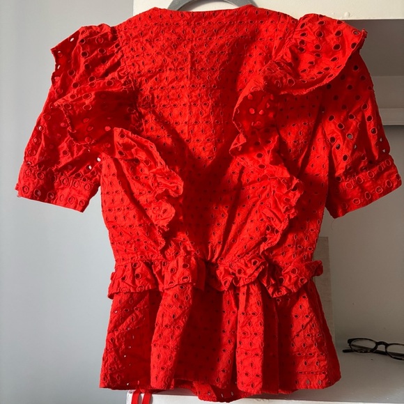 J Crew Orange Eyelet Wrap Tie Top - Picture 3 of 5